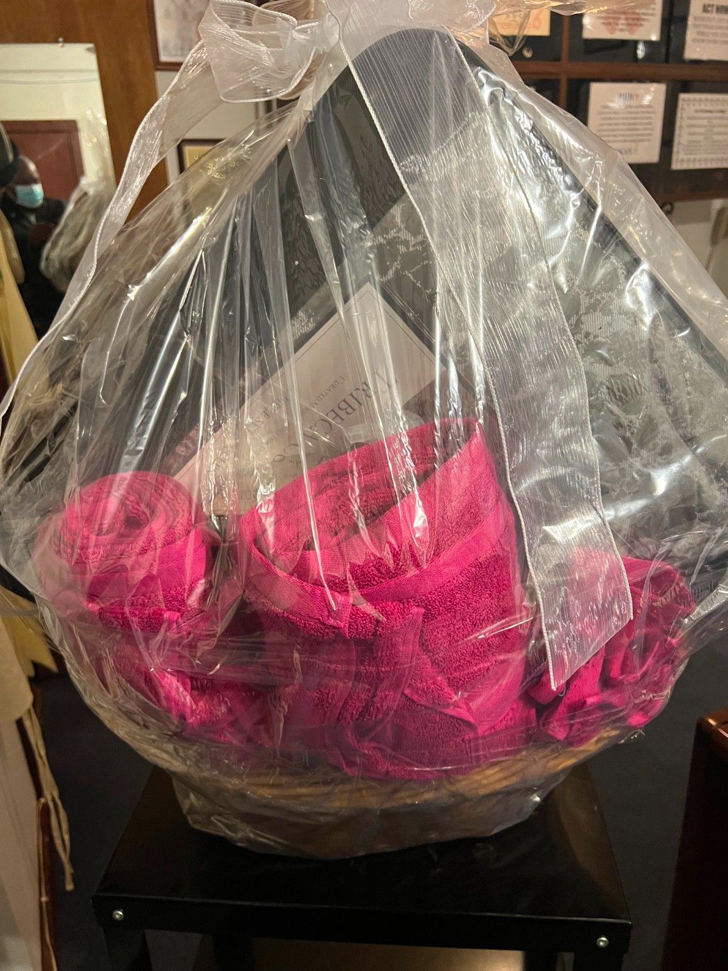 Hello, everyone, this is the basket that will be raffled off to help the pastor support committee raise funds. There is comforter set bath towel set kitchen towel set and more goodies inside. please see sis. Desi Richards for the raffle tickets that will be available on March 12, 2023. we thank you in advance for your support. If you want to give a donation Faith M.B.C is available on GIVELIFY and you simply type in the church name.