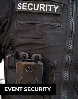Event Security, Close up a security vest with a portable chest camera.