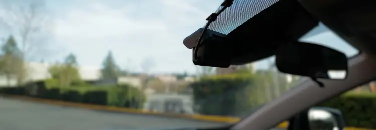 Dashboard camera perspective of a patrol vehicle.