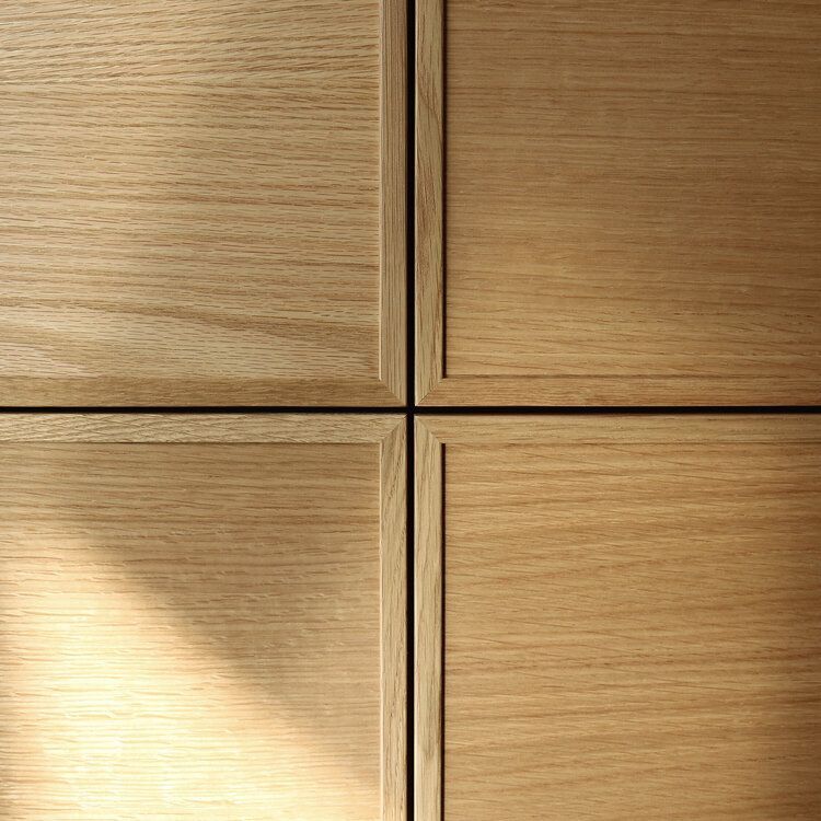 Close up image of wood cabinet corners