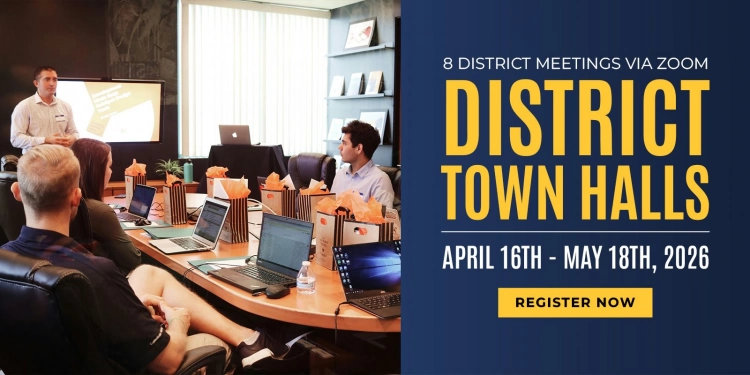 District Town Halls, April 16 - May 18, 2026, 8 District Meetings via Zoom