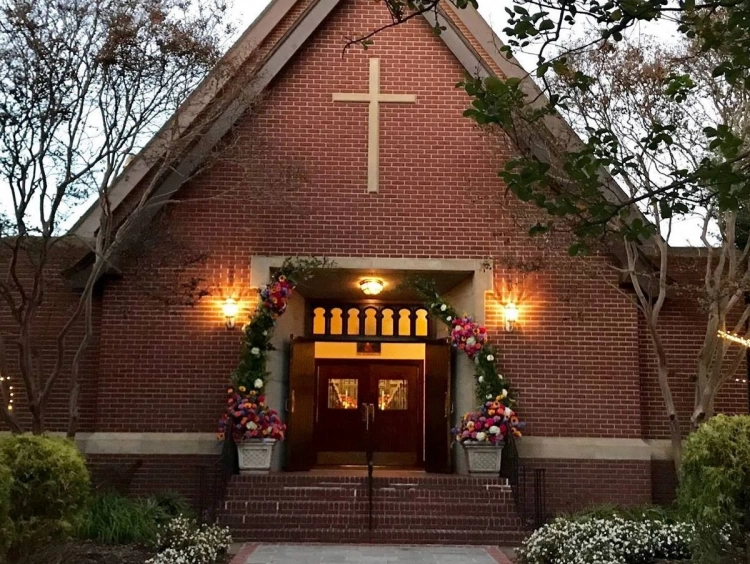 Front entrance of St. Andrew's during All Saints Weekend