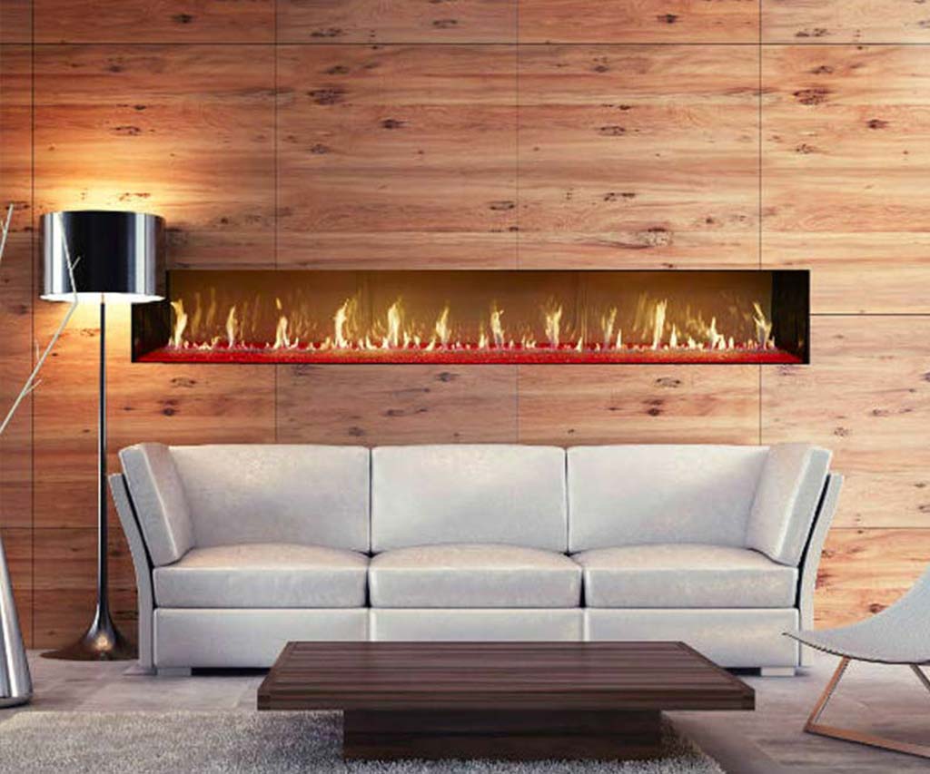 Natural gas linear fireplace